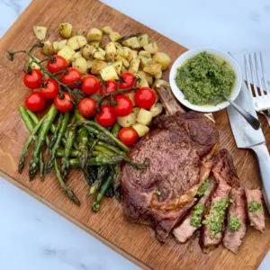 Cote de Boeuf With Roasted Asparagus & Tomatoes